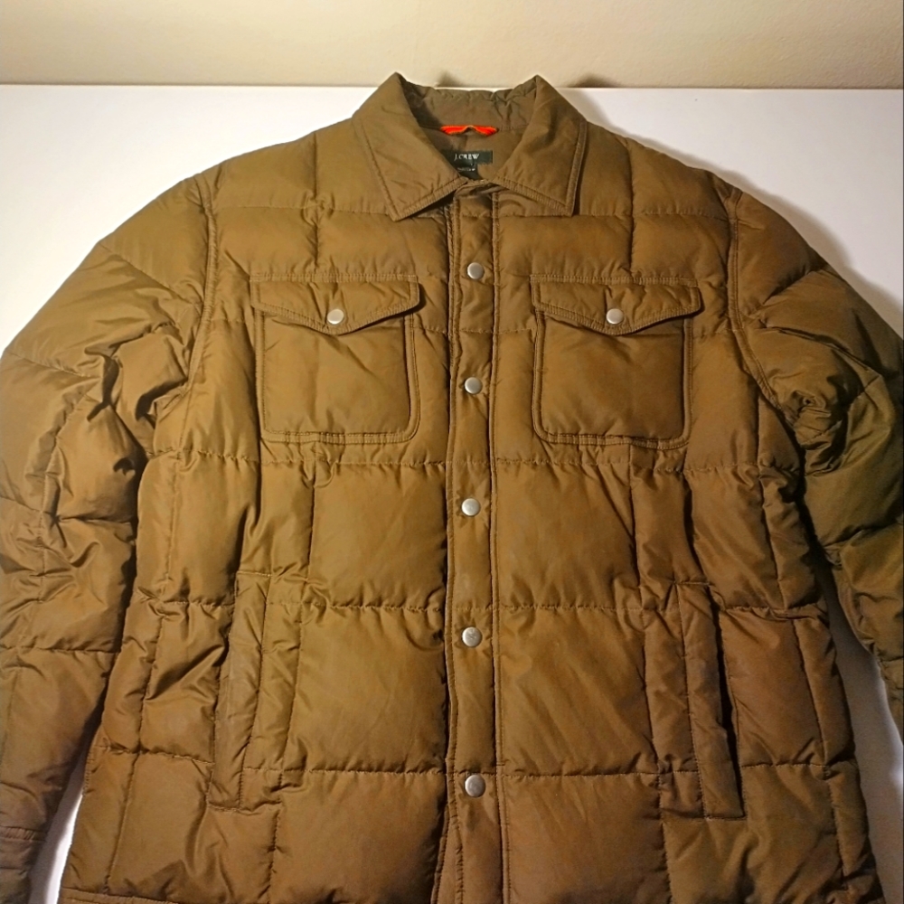 J crew bubble jacket women's green